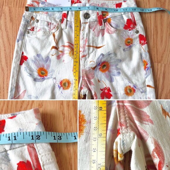 7 For All Mankind Ankle Skinny Floral Jeans Size 24 Ankle Denim Coquette Casual - Picture 10 of 12